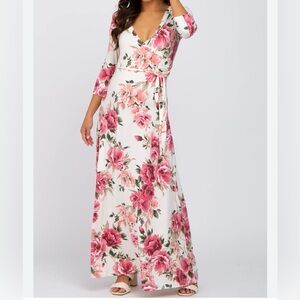 Pink Blush floral maternity dress - medium